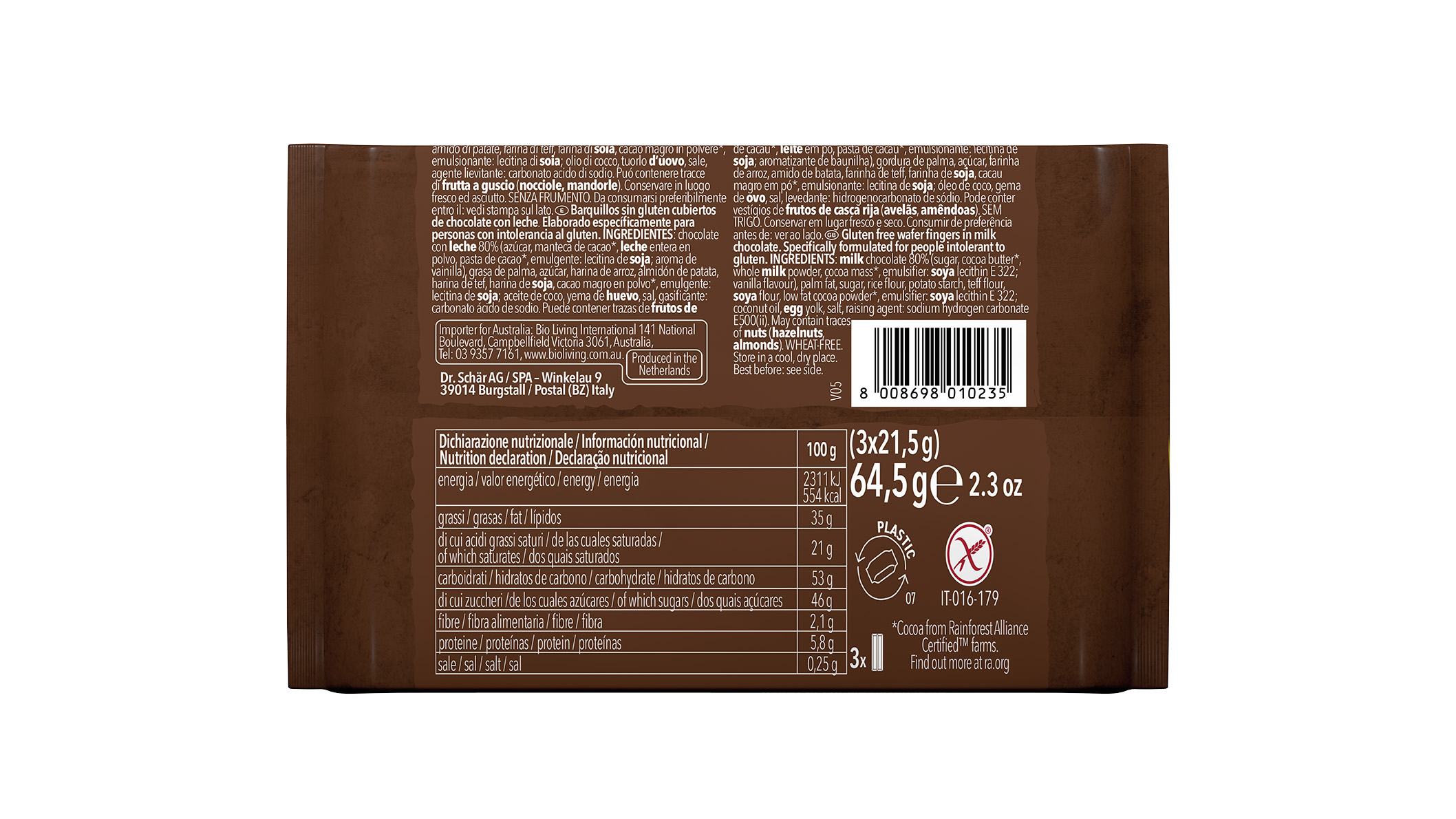Brezglutenska čokoladica – Twin Bar